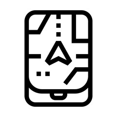 Icono de GPS móvil. Seguimiento con dispositivo, rastreo, ubicación. Ilustración vectorial