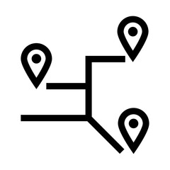 Icono de rutas de ubicación. Itinerarios, destinos conectados. Ilustración vectorial
