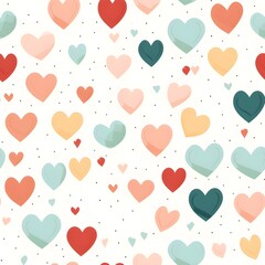 Seamless pattern of Hearts, cute hand-drawn