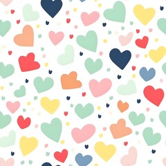 Seamless pattern of Hearts, cute hand-drawn
