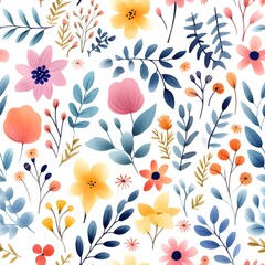 Fototapeta premium Seamless patterns featuring flowers, leaves, and botanical elements ,Simple and minimalistic patterns