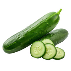 Fresh cucumber, vegetables, isolated on transparent background