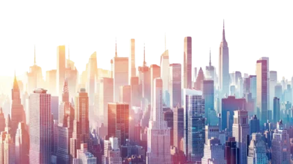 Foto op Plexiglas Urban Skyline With Towering Skyscrapers and Vibrant Cityscape © LUPACO PNG
