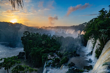 Iguazu Falls, Brazil at sunset. 
