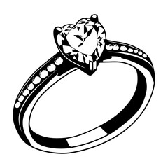 ring with diamond , wedding jewelry Vintage Hand drawn sketch,Diamond ring. vector illustrator.