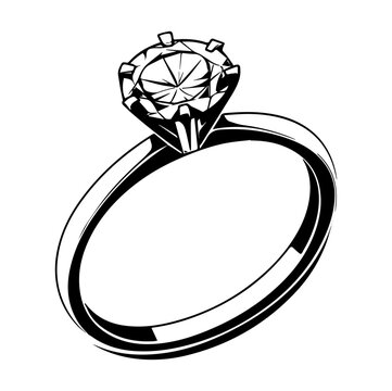 ring with diamond , wedding jewelry Vintage Hand drawn sketch,Diamond ring. vector illustrator.