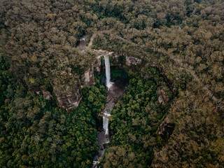 Fototapeta na wymiar Belmore Falls waterfall located in the Southern Highlands, NSW. 