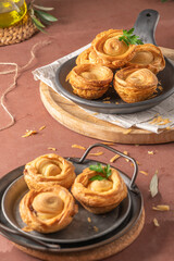 Covilhetes, pastries filled with Maronese veal meat, traditionally baked in black clay molds. Typical pastries of Vila Real, Portugal