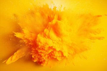 Bright yellow orange holi paint, Generative AI