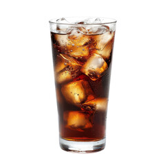 Refreshing Glass of Soda With Ice on a Clean White Background