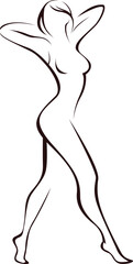 Stylized vector female silhouette in line art style.