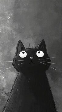 black cat vector painting