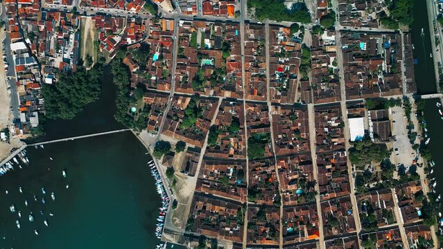 Town of Paraty, Brazil. Aerial view of the town of Paraty