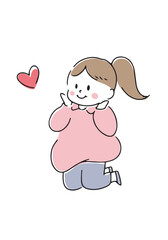 ジャンプするポニーテールの女性