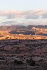 rocky landscape with mountains in the horizon 