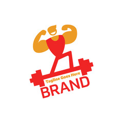 Gym muscle man logo. Simple, modern, unique.
