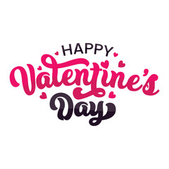 Beautiful hand drawn script lettering valentines day vector illustration. Happy valentine's day background with heart shapes. Happy Valentine's Day calligraphy. Valentine greeting card template.