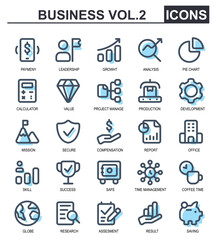 collection of business icons.filled line style.contains profit,growth,analysis,pie chart,calculator,value,diamonds,project manager,production,develop,success.good for application icons.