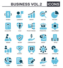 business icon set.duo tone blue style.contains diamonds,project manager,production,develop,success,global.good for application icons.
 - obrazy, fototapety, plakaty