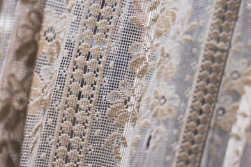 detail of a knitted fabric, white lace