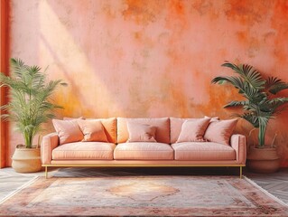 Modern Peach Fuzz Living Room Ambiance