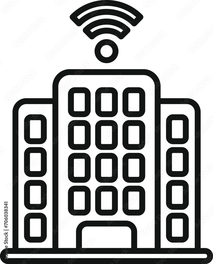 Poster building internet provider icon outline vector. data server location. network digital