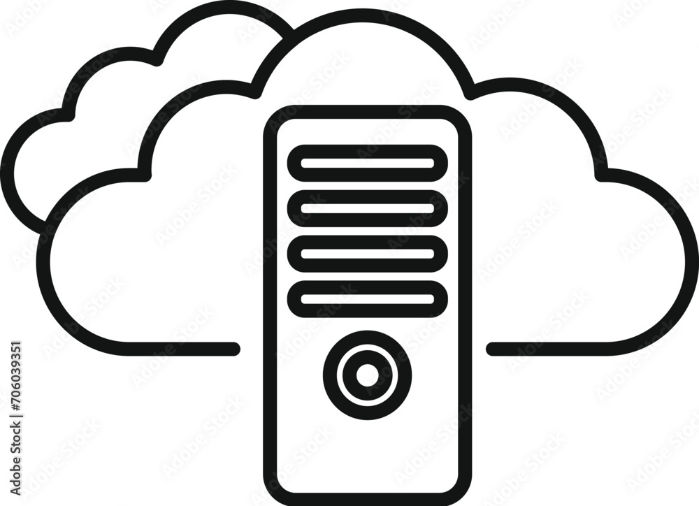 Poster computer cloud data icon outline vector. storage cloud. server data internet