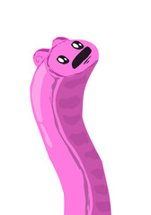 Clip art A pink snake with a cute face 