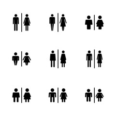 Toilet icon set. restrooms icon vector. bathroom sign. wc, lavatory