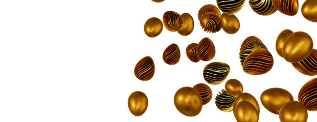 Pile of golden eggs. 3d render illustration.