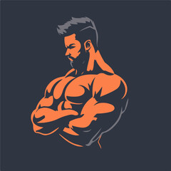 Silhouette of a Muscular Man - Fitness and Strength Concept Illustration