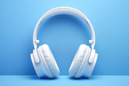 headphones isolated on blue background