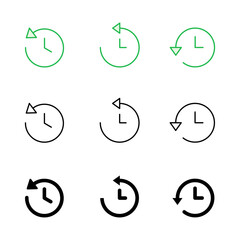 History icon set. recent event history