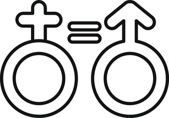 Gender equality icon outline vector. Couple poster support. Pride move - obrazy, fototapety, plakaty