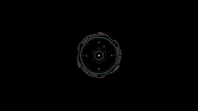 Digital circle hud element on a black background