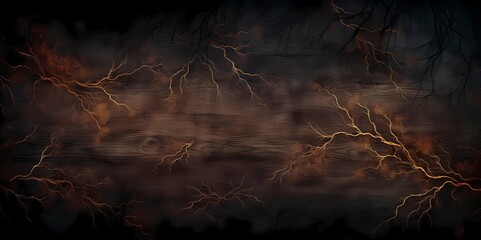 Wooden background with lightning and smoke, Generative AI illustrations.