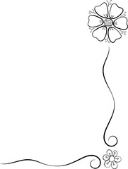 frame with abstract flowers vector illustration b&w