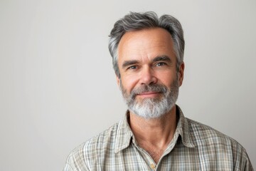 Tech-savvy portrait of an American man, digital expert, white background