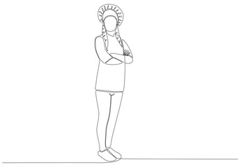 One continuous line drawing of handsome male chef, in hotel restaurant vector illustration concept hand drawn