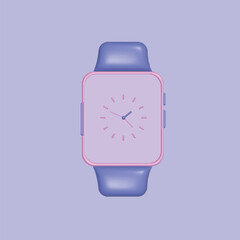 Watch concept. Realistic 3d object cartoon style. Vector colorful illustration.