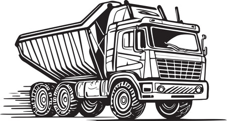 Dump Truck Lineart Illustration