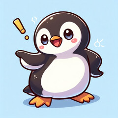 Obraz premium Whimsical Penguin Surprise - Perfect for Children’s Books, Animated Videos, and Educational Materials