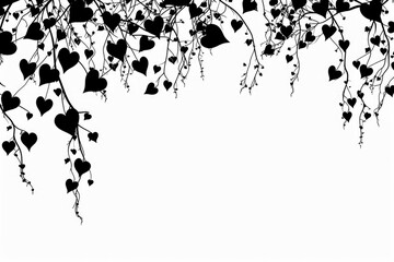 Black silhouette of a valentines day background.