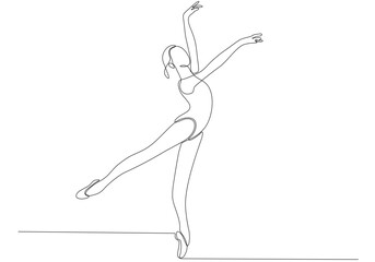 a line of continuous beautiful female ballet dancers hand drawn minimalist design