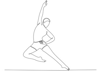 One Line Drawing or Continuous Line Art A handsome man Ballet dancer. Vector Illustration
