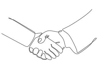 vector illustration of one continuous line of handshake