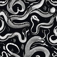 Obraz premium a simple black vector style silhouette of snakes