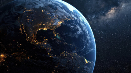 A mysterious look at the Earth in the transition from the night per day, with the contrast of the