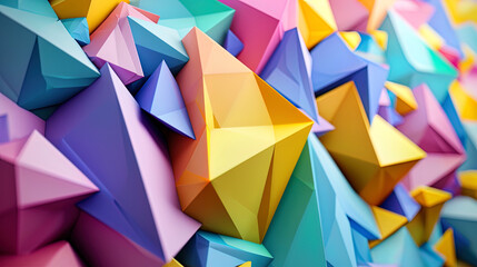 The creative composition of geometric triangles playing with their unique symphony of colors