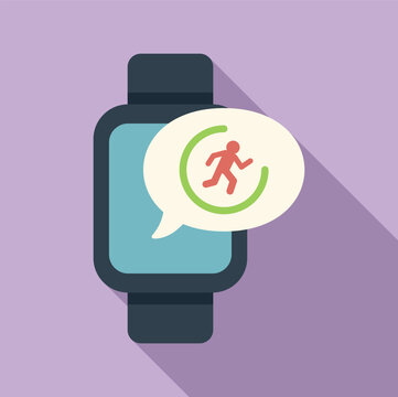 Runner watch icon flat vector. Sport fitness app. Social media